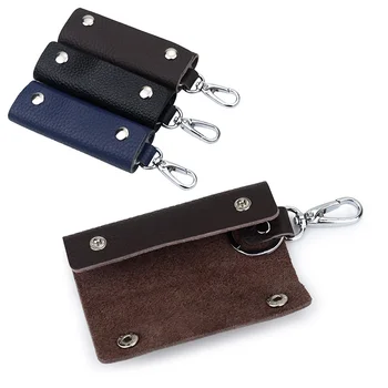 Высококачественные кошельки для ключей в стиле ретро из воловьей кожи, компактный органайзер для карт доступа с кольцом для ключей, держатель для ключей от потери, унисекс, сумка для ключей в подарок