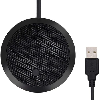 USB-микрофон для конференций, всенаправленный конденсаторный микрофон для ПК со светодиодным индикатором кнопки отключения звука, подключи и играй, для игр и т. Д